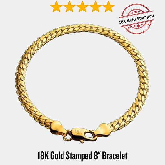 Mens Real 18k Gold Vermeil 5mm Hip Hop Miami Cuban Link Bracelet 925 silver 8" Length