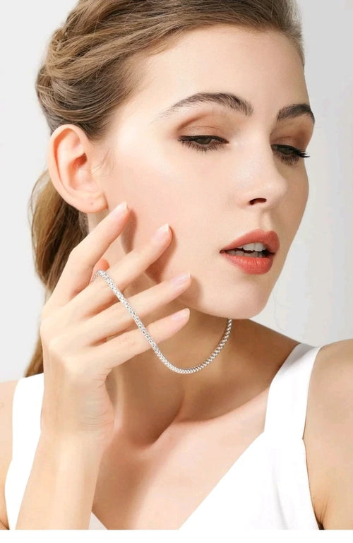 925 Sterling Silver 4mm Round Box Chain Necklace For Women Men 24 inch