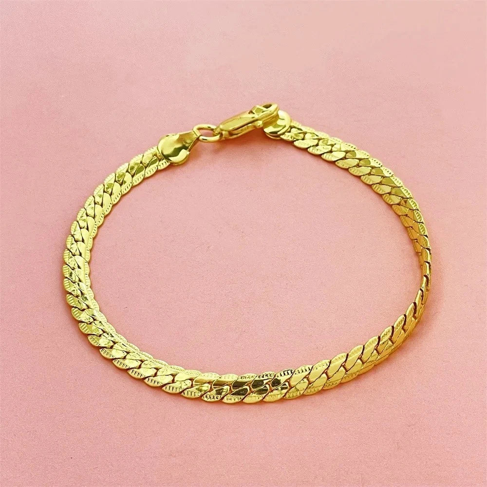 Mens Real 18k Gold Vermeil 5mm Hip Hop Miami Cuban Link Bracelet 925 silver 8" Length