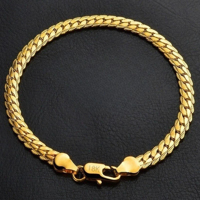 Mens Real 18k Gold Vermeil 5mm Hip Hop Miami Cuban Link Bracelet 925 silver 8" Length