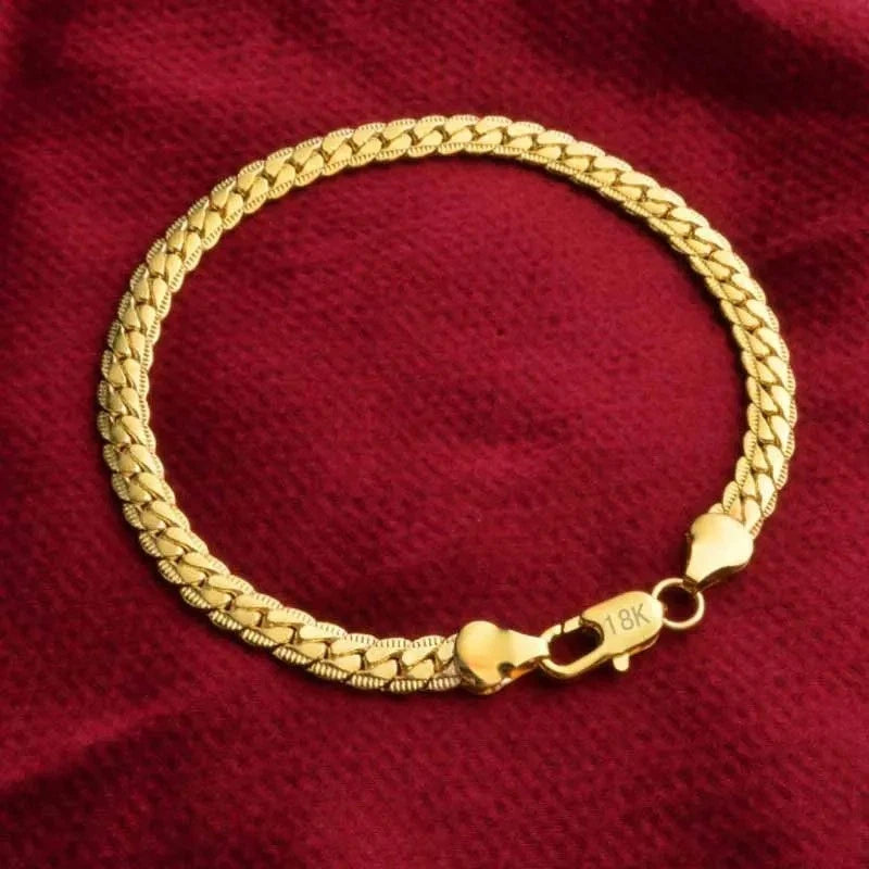 Mens Real 18k Gold Vermeil 5mm Hip Hop Miami Cuban Link Bracelet 925 silver 8" Length