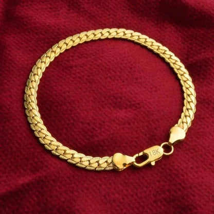 Mens Real 18k Gold Vermeil 5mm Hip Hop Miami Cuban Link Bracelet 925 silver 8" Length