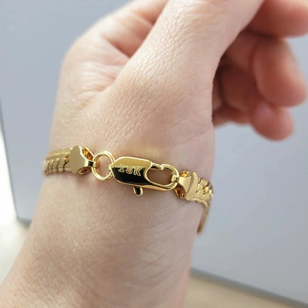 Mens Real 18k Gold Vermeil 5mm Hip Hop Miami Cuban Link Bracelet 925 silver 8" Length