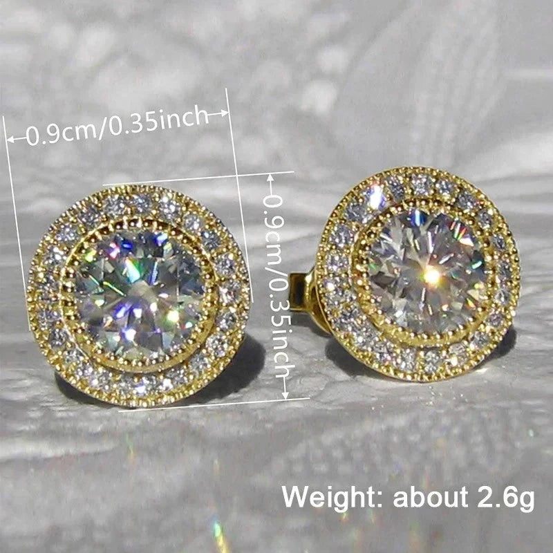 Real Solid Simulated Diamonds Mens & Womens Stud Earrings
