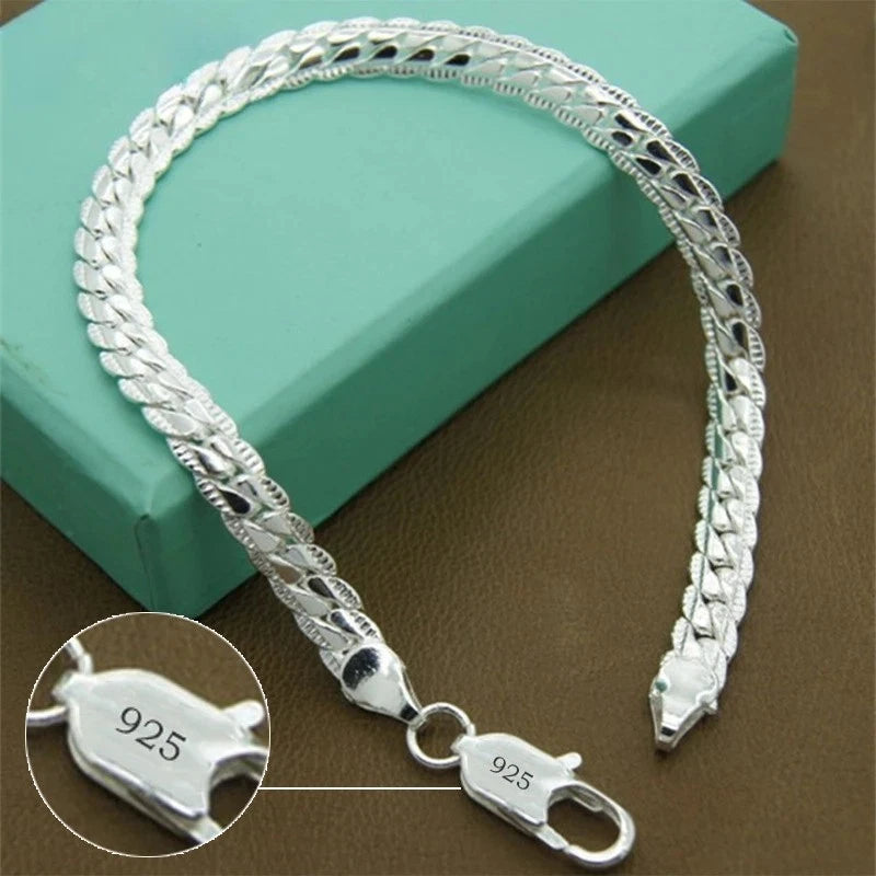 Men & Women Silver Sterling 925 Bracelet 8"