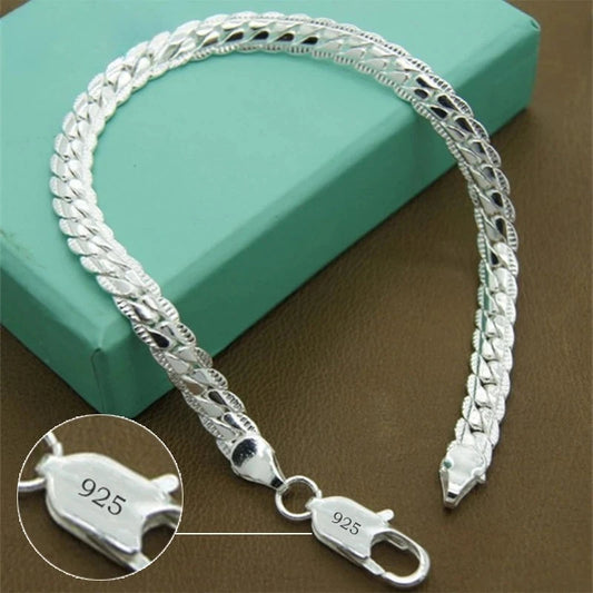 Men & Women Silver Sterling 925 Bracelet 8"