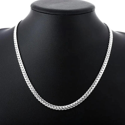Mens Real Solid 925 Sterling Silver Stamp Chain 5mm Necklace Unisex Hip Hop 24"