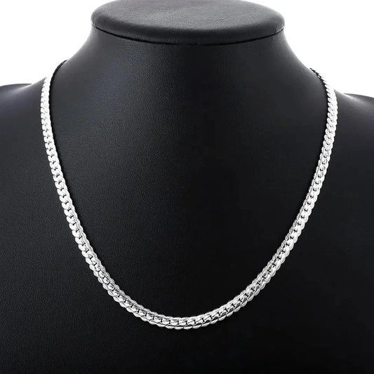 Mens Real Solid 925 Sterling Silver Stamp Chain 5mm Necklace Unisex Hip Hop 24"