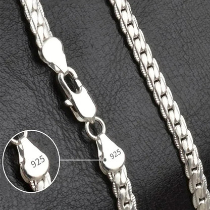 Mens Real Solid 925 Sterling Silver Stamp Chain 5mm Necklace Unisex Hip Hop 24"