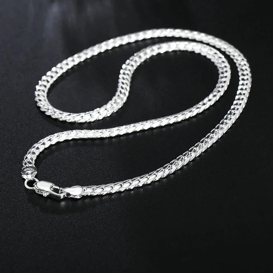 Mens Real Solid 925 Sterling Silver Stamp Chain 5mm Necklace Unisex Hip Hop 24"