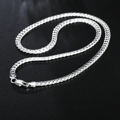 Mens Real Solid 925 Sterling Silver Stamp Chain 5mm Necklace Unisex Hip Hop 24"