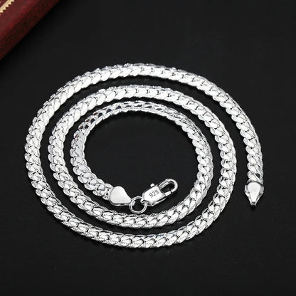 Mens Real Solid 925 Sterling Silver Stamp Chain 5mm Necklace Unisex Hip Hop 24"