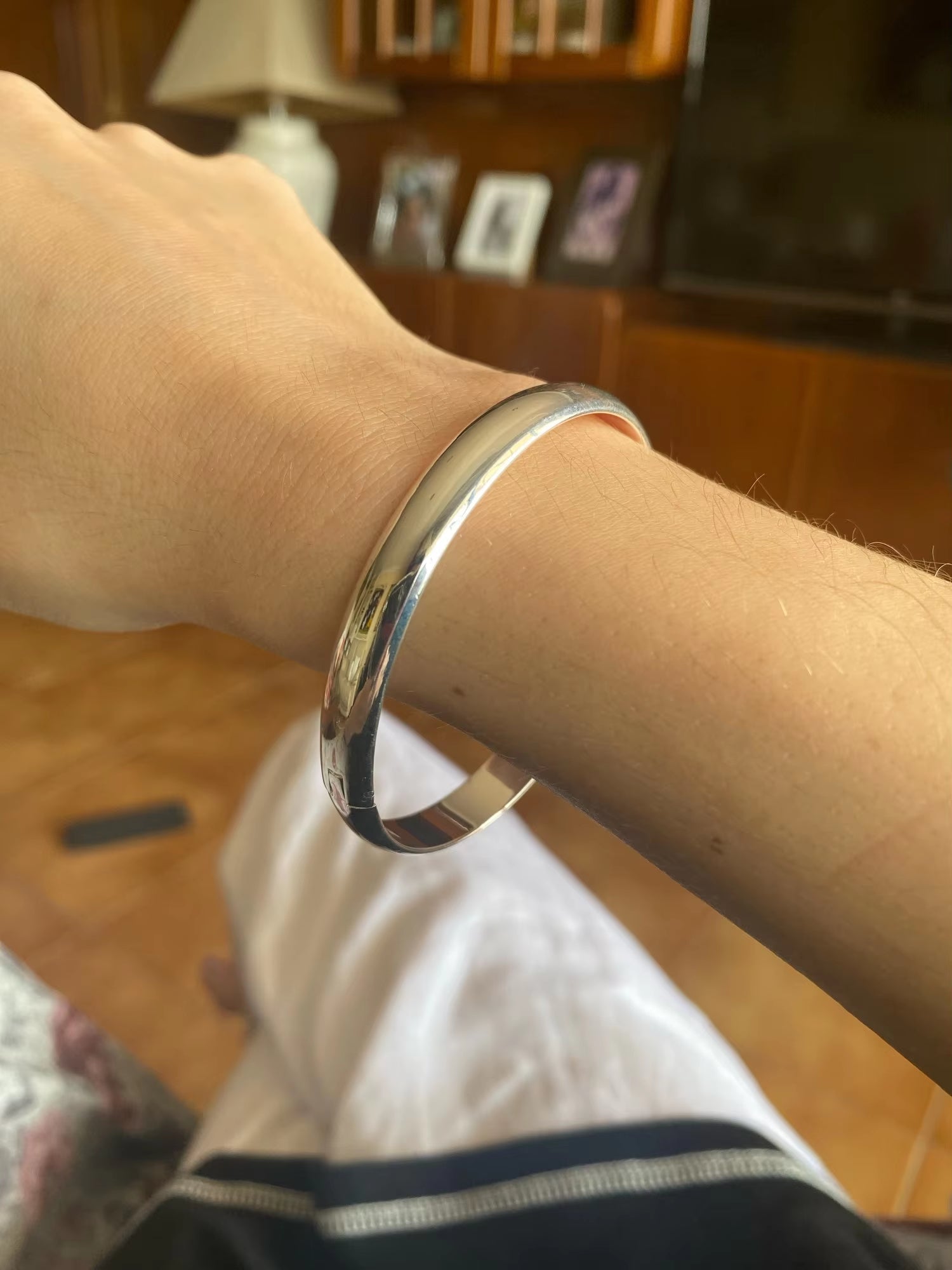 Original Adjustable 925 Sterling Silver 8MM Smooth Cuff Bangle Bracelet